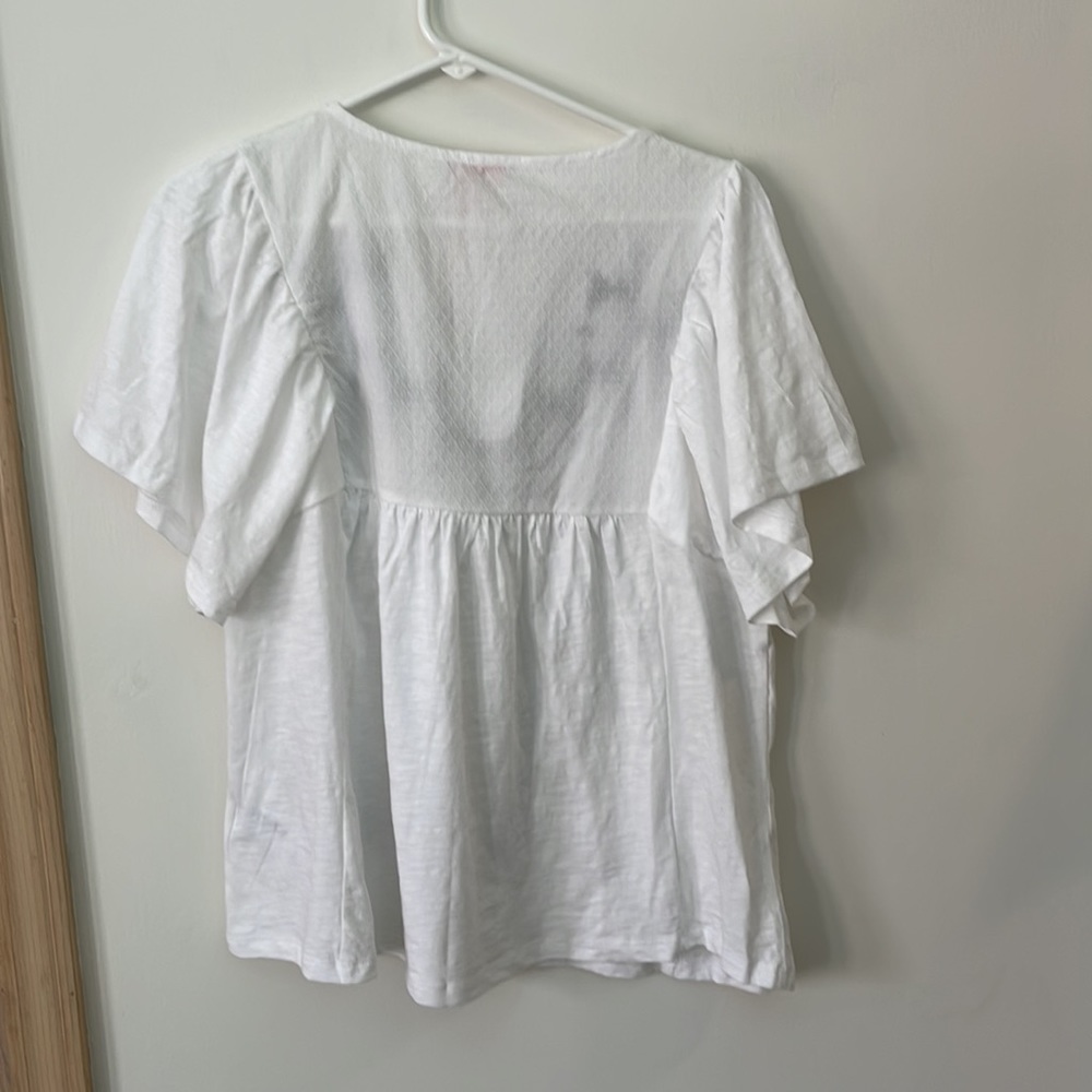 New Women's Flutter Short Sleeve Embroidered Top Knox Rose - Picture 5 of 6